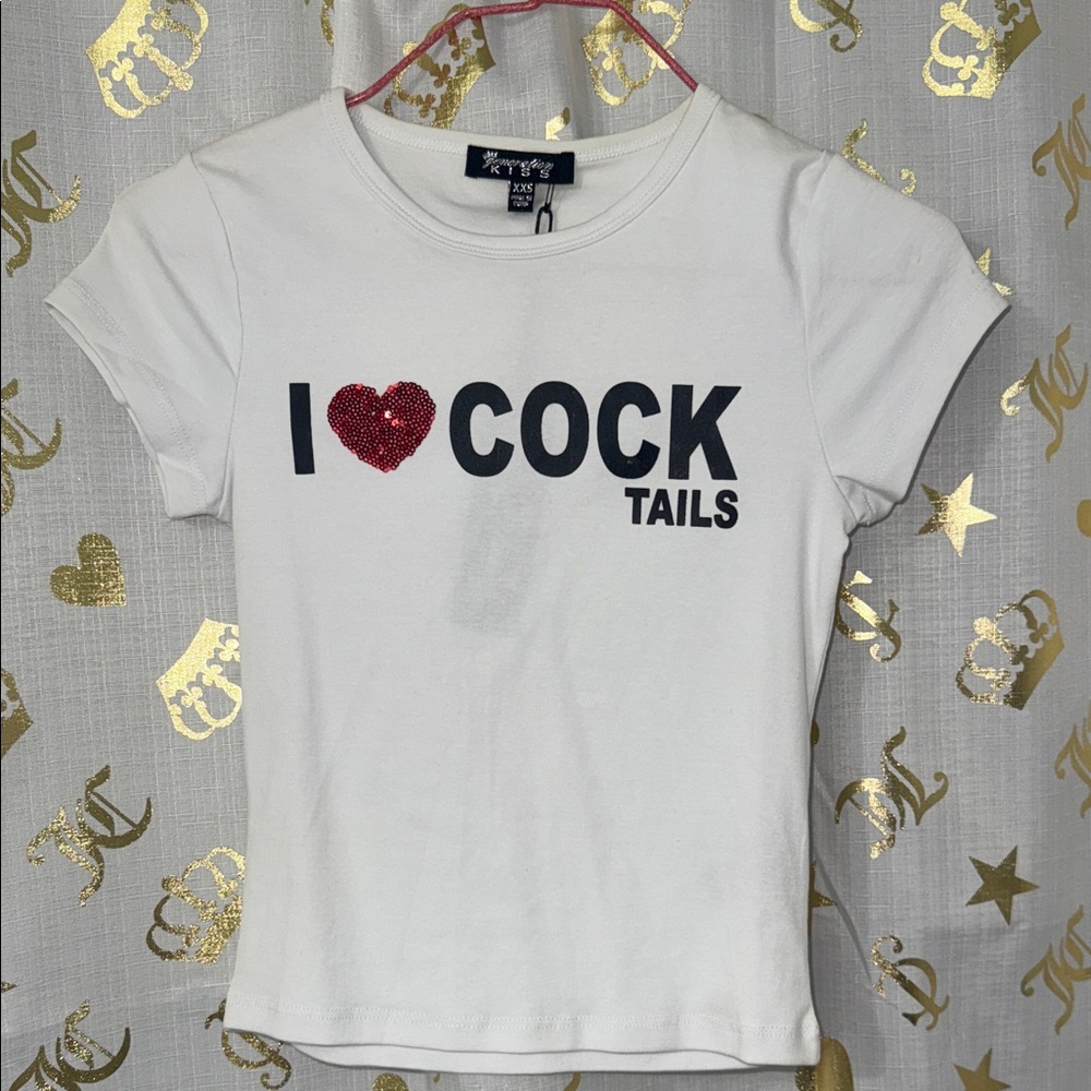 Dolls Kill White Tee with Red and Black Print